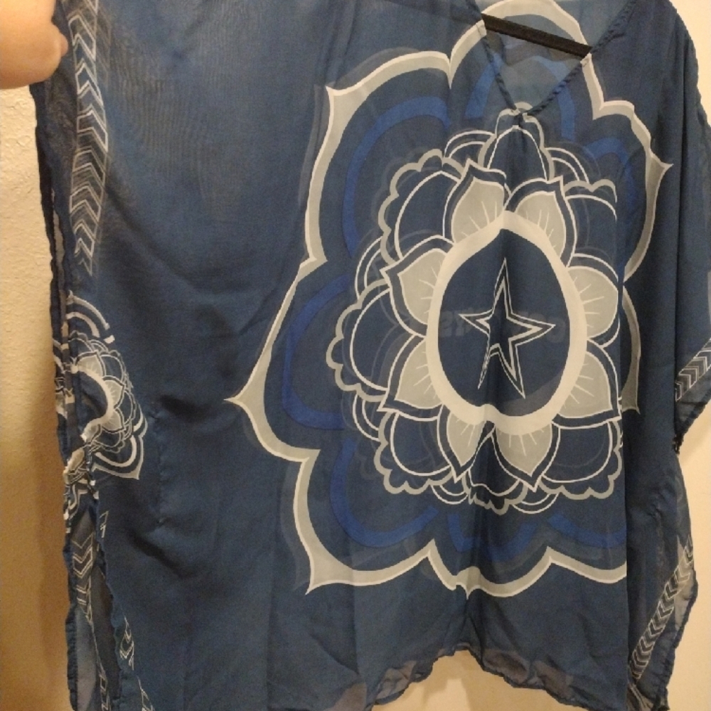 NFL Dallas Cowboys Football Women's Chiffon Poncho Cover-up Top OS- Little Earth - Picture 4 of 7